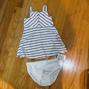 Nautica White and Black Striped Kids Casual Dress